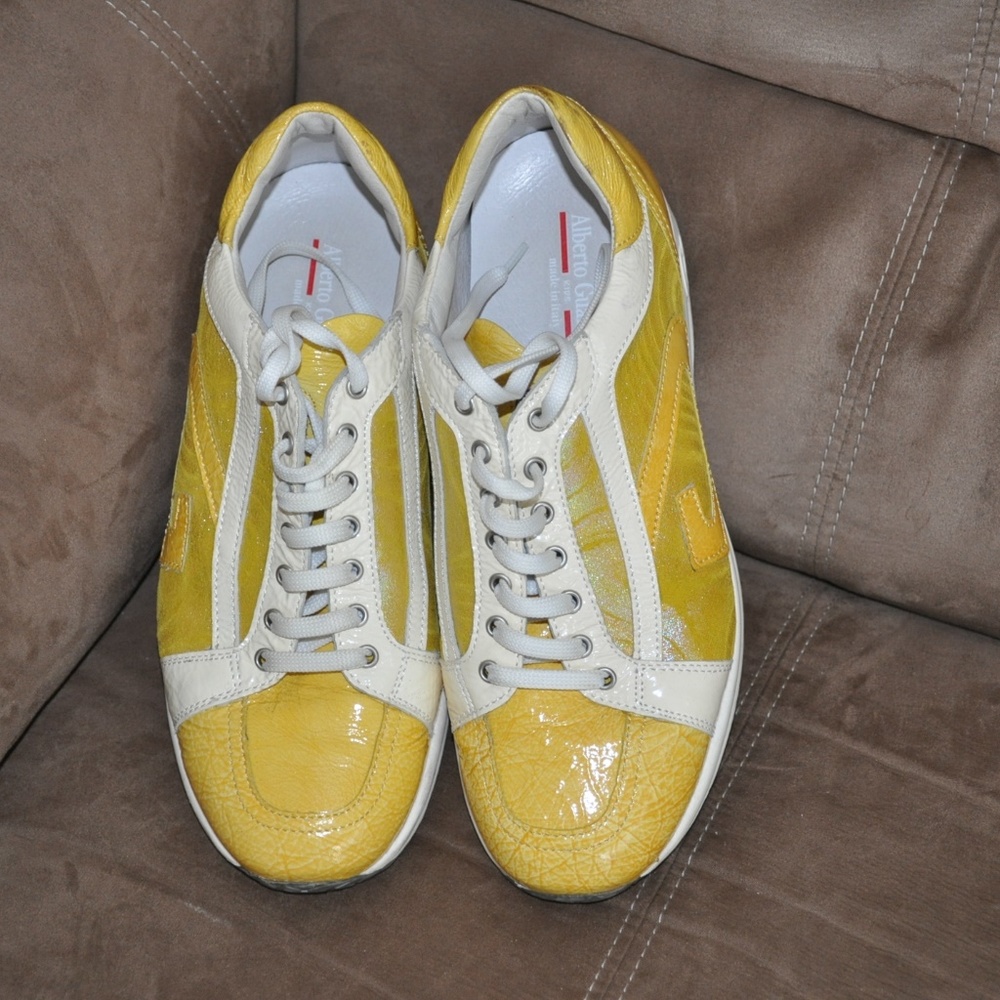 Alberto Guardiani Yellow Patent Leather Sneakers